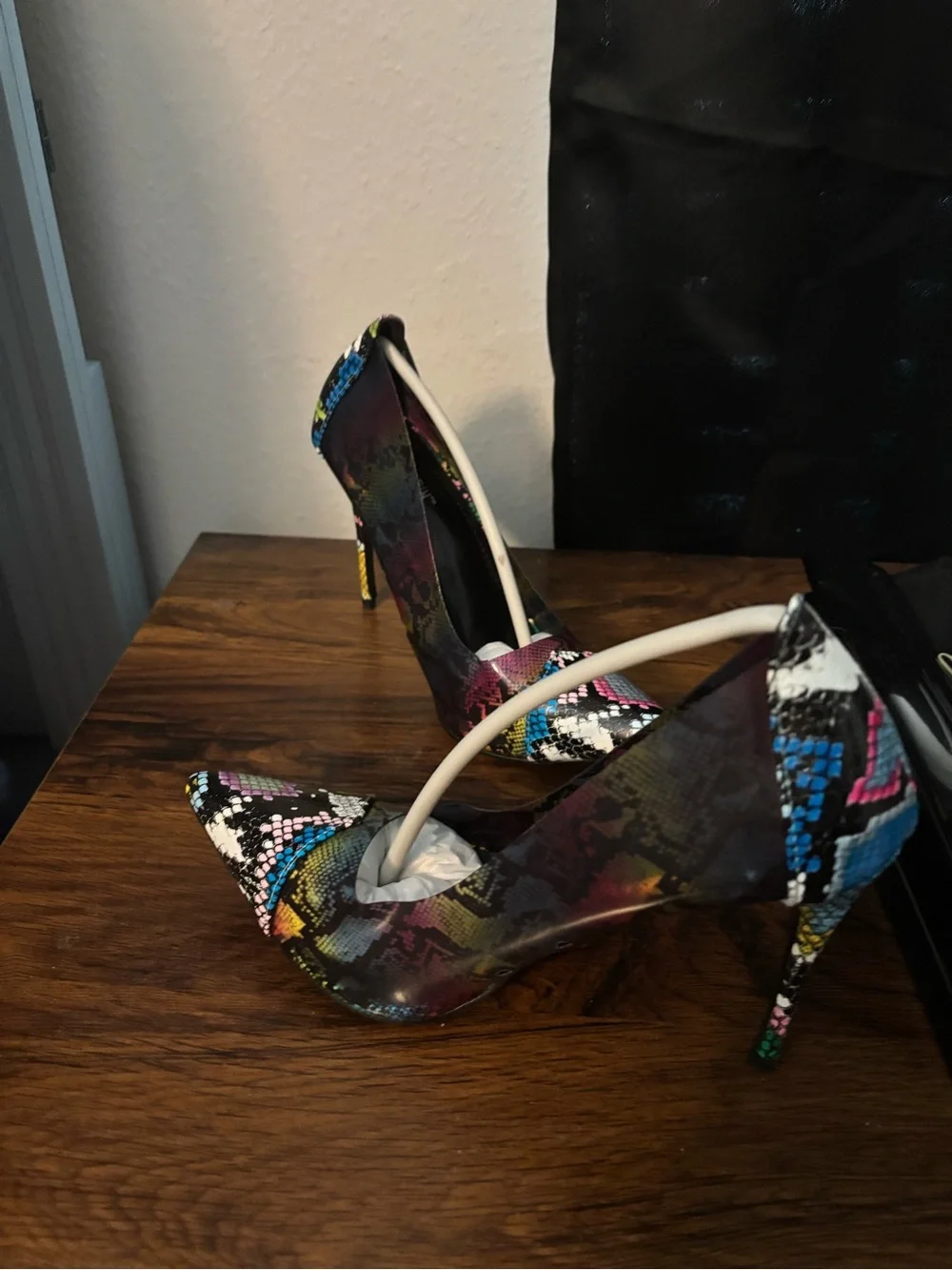 Cape Robbin Multicolor Snake-Print Pointed Toe Heels